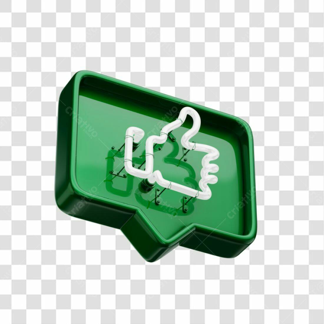 Icone Curtida em Neon Verde PNG com fundo transparente