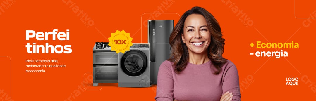 Banner Linha Branca Eletrodomésticos PSD Editável