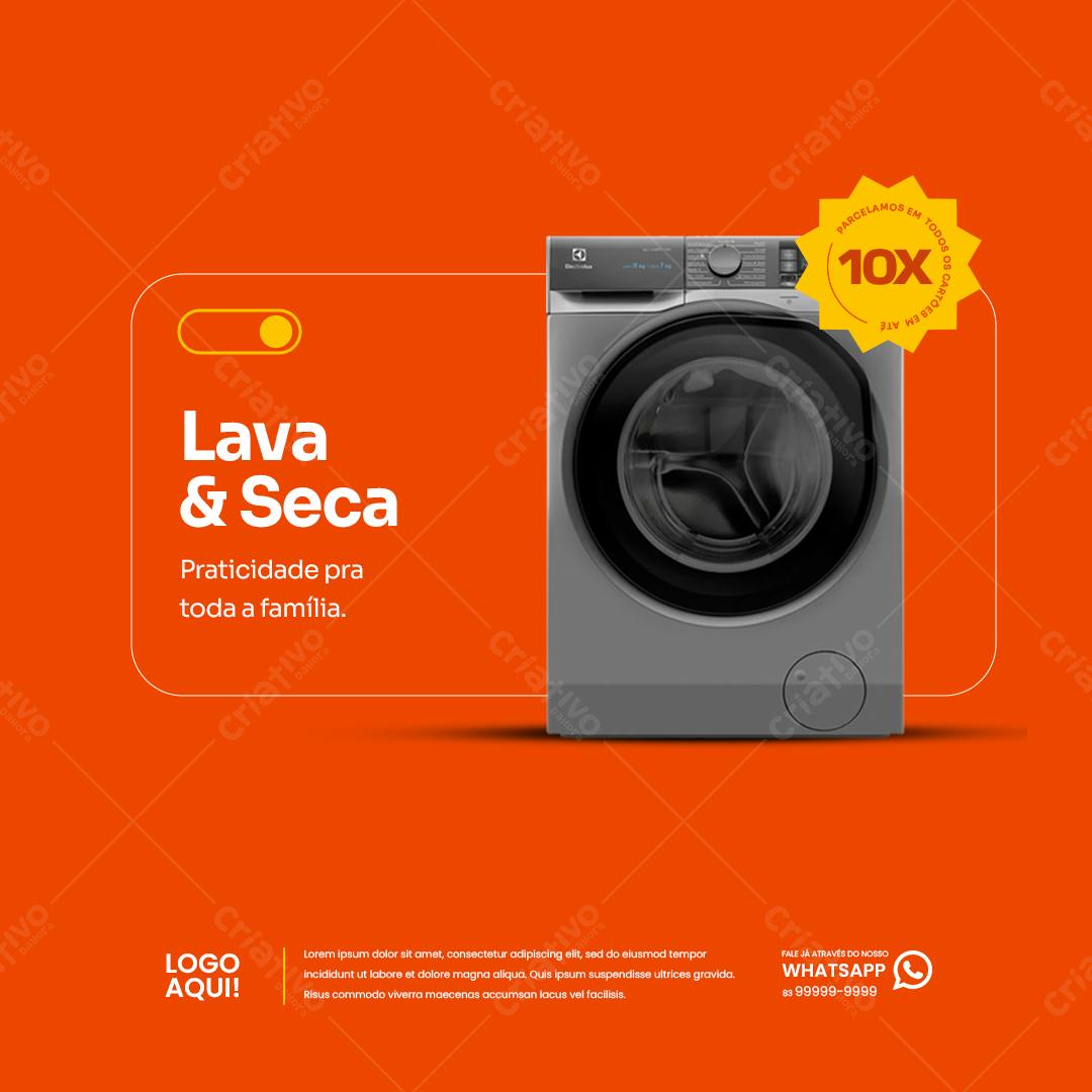 Postagem para Redes Sociais Lava e Seca PSD Editável