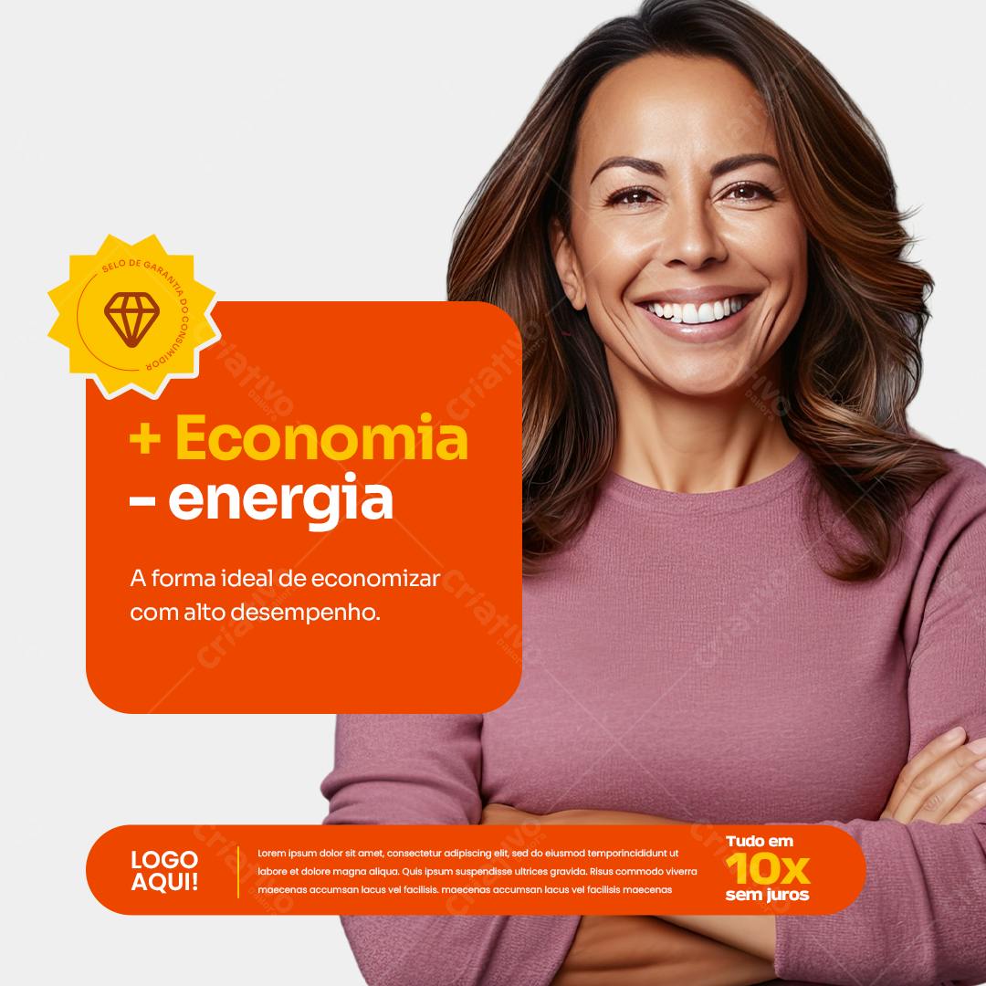 Postagem Redes Sociais Economia de Energia PSD Editável