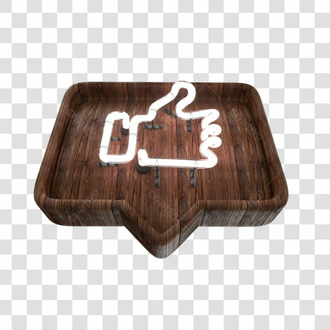 Icone Curtida em Madeira PNG com fundo transparente