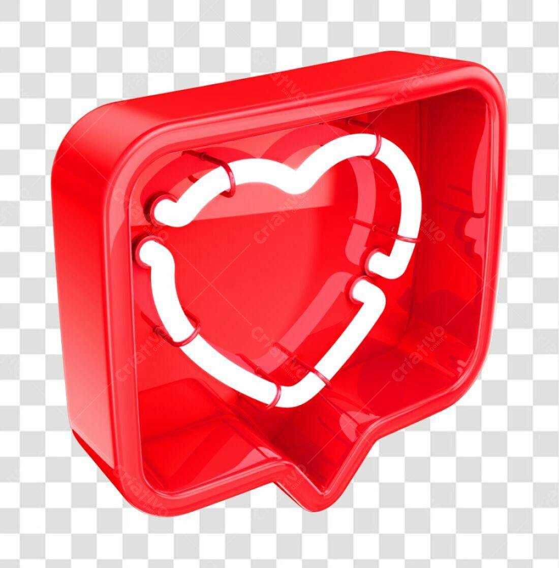 Ícone Coração Neon Vermelho PNG com fundo transparente