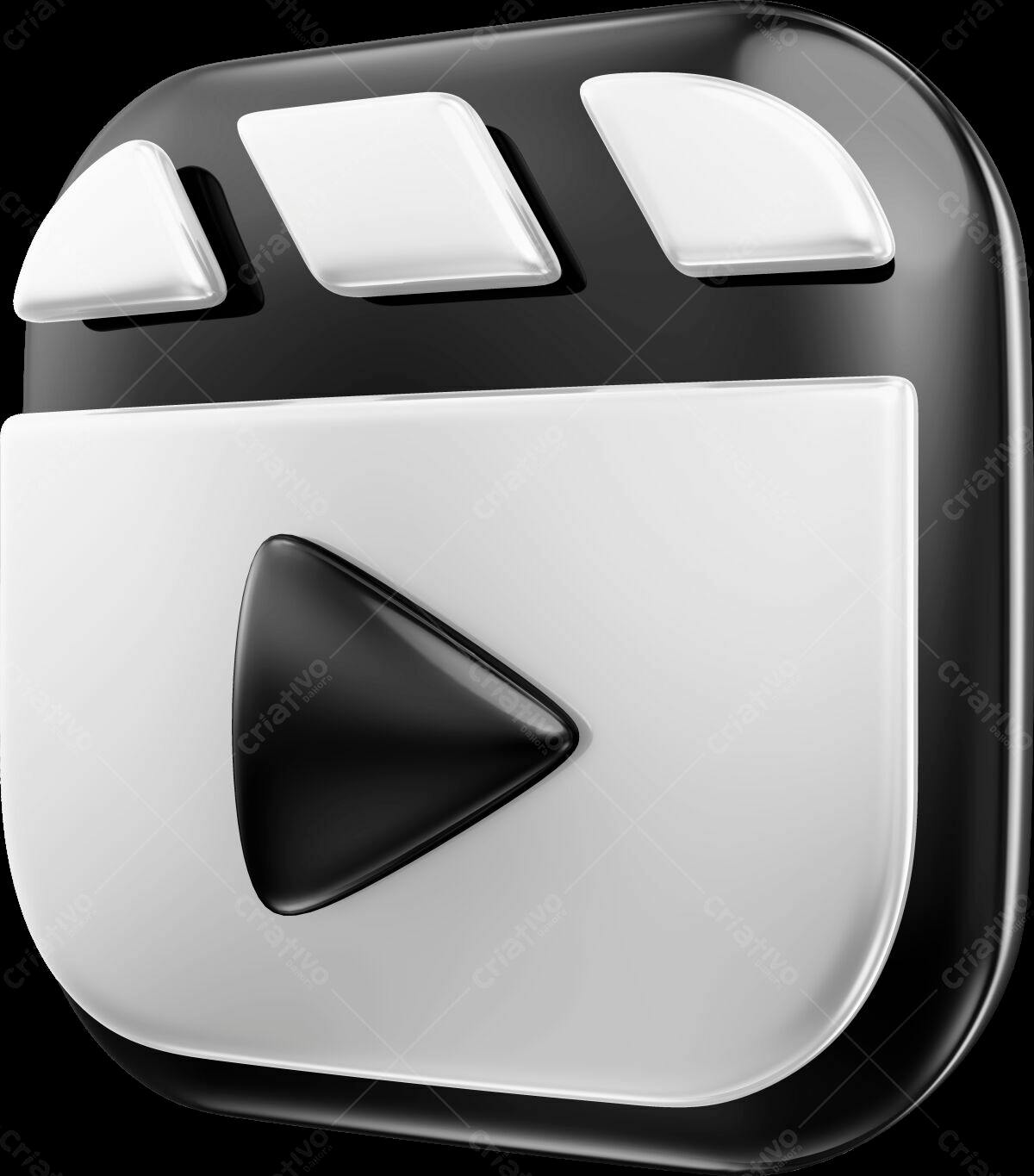 Ícone Botão Play Preto e Branco PSD Editável