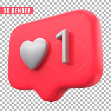 Elemento 3d like instagram para composicao psd sem fundo