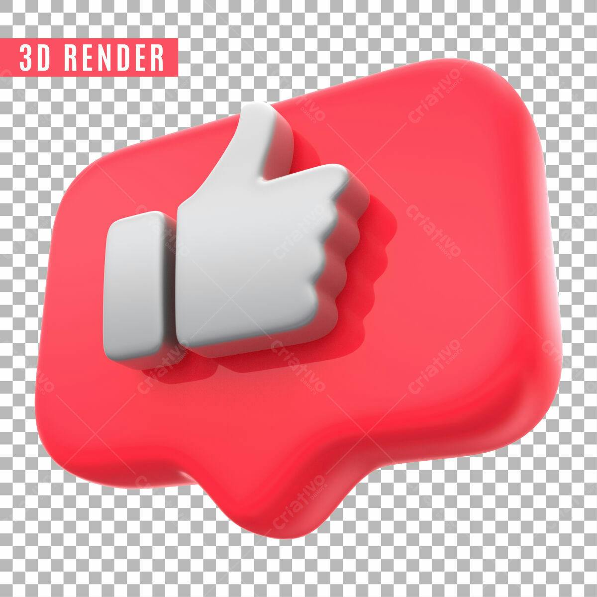 Ícone Curtida 3D PSD Editável