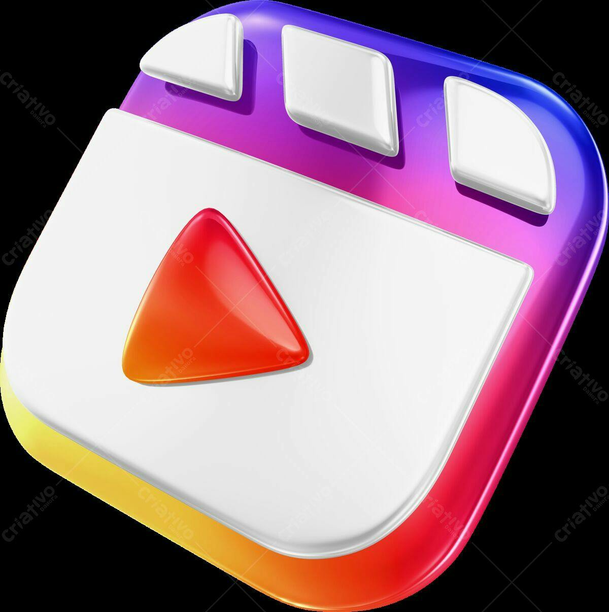 Ícone Botão Play Gradiente PSD Editável