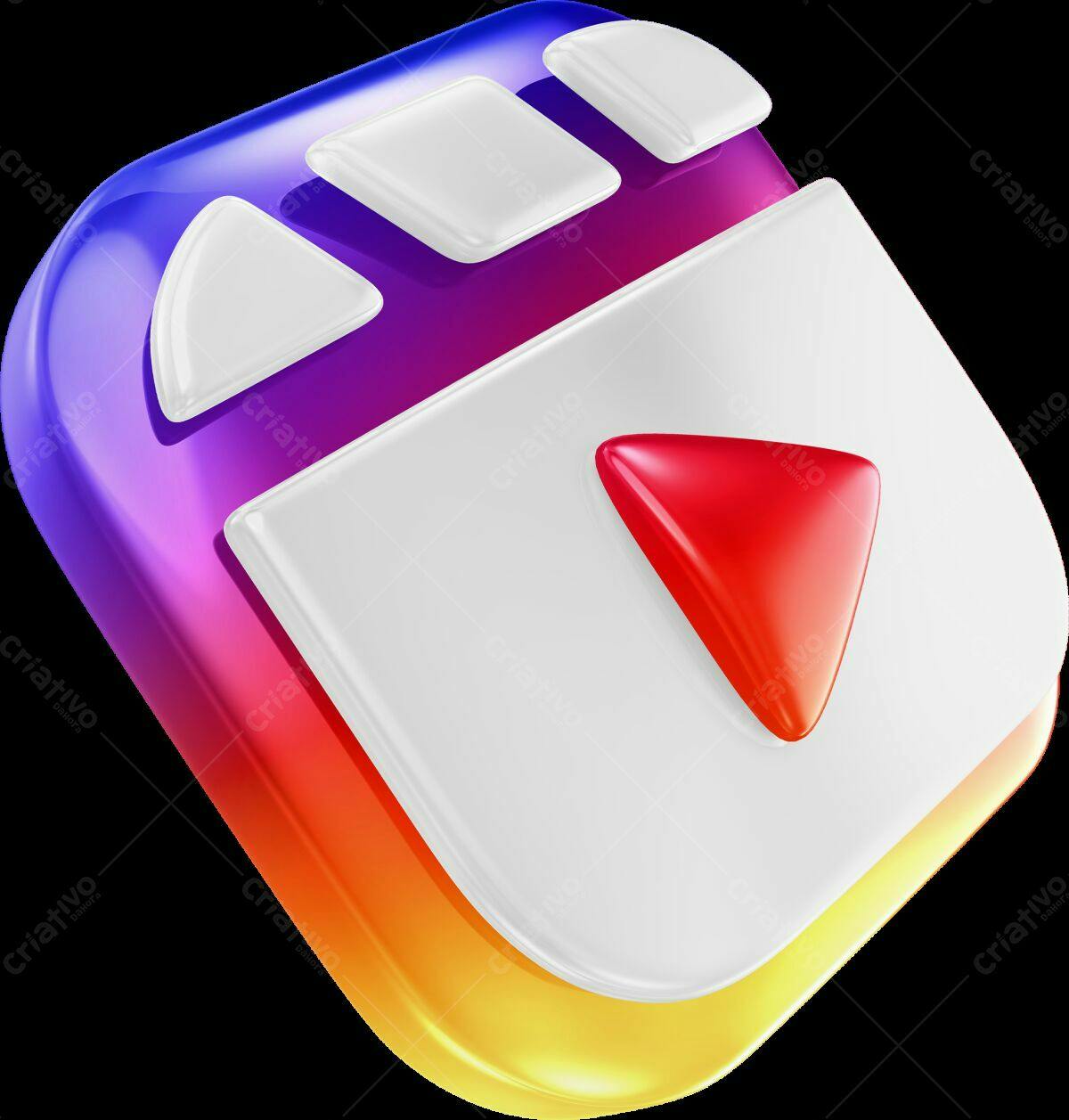 Ícone Botão Play para Redes Sociais PSD Editável
