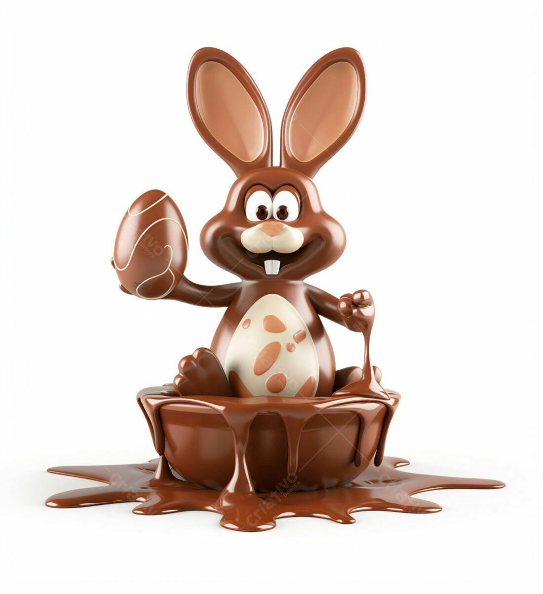 Coelho de Chocolate na Páscoa com Ovo