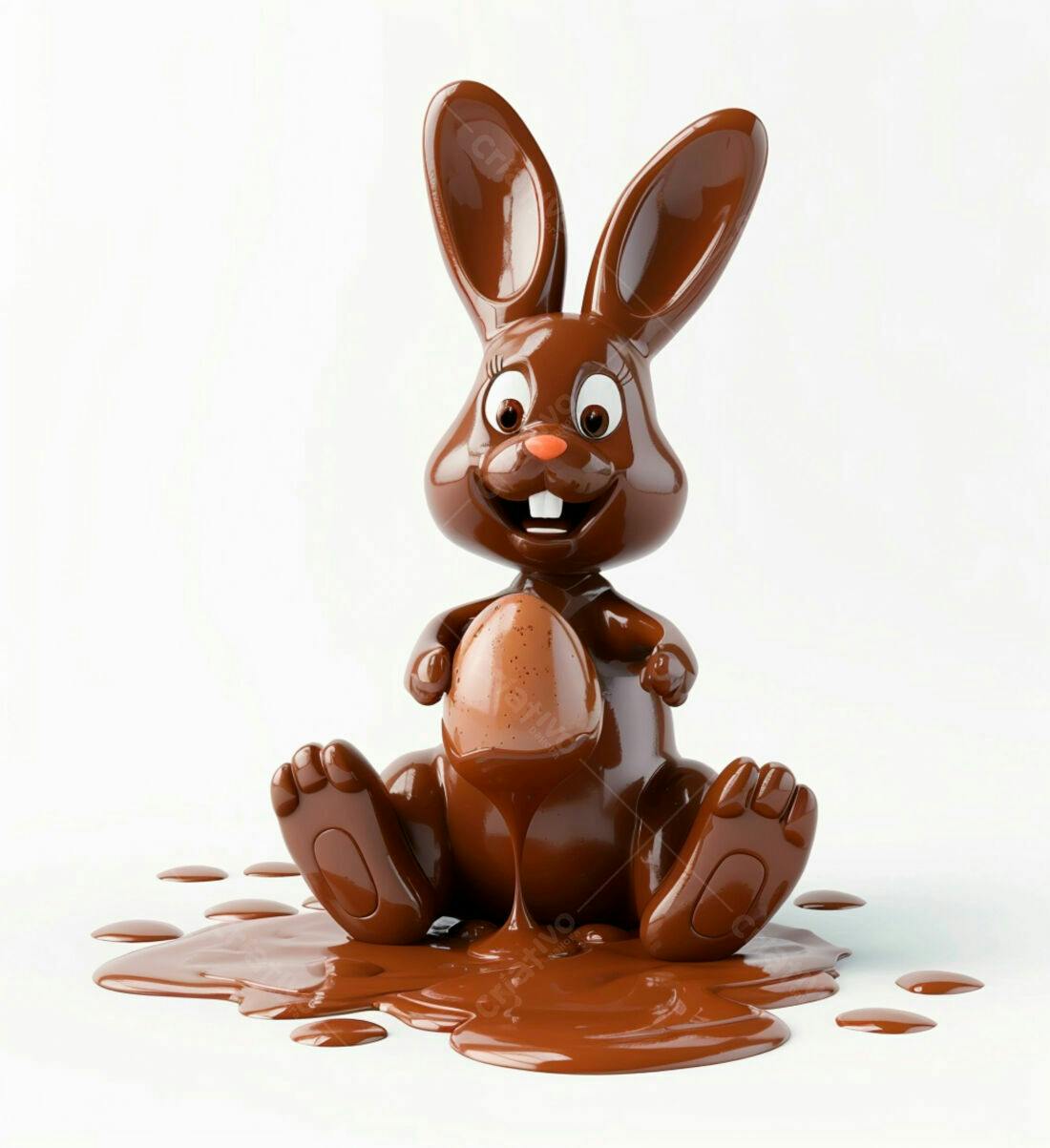 Coelho de chocolate com ovo Páscoa