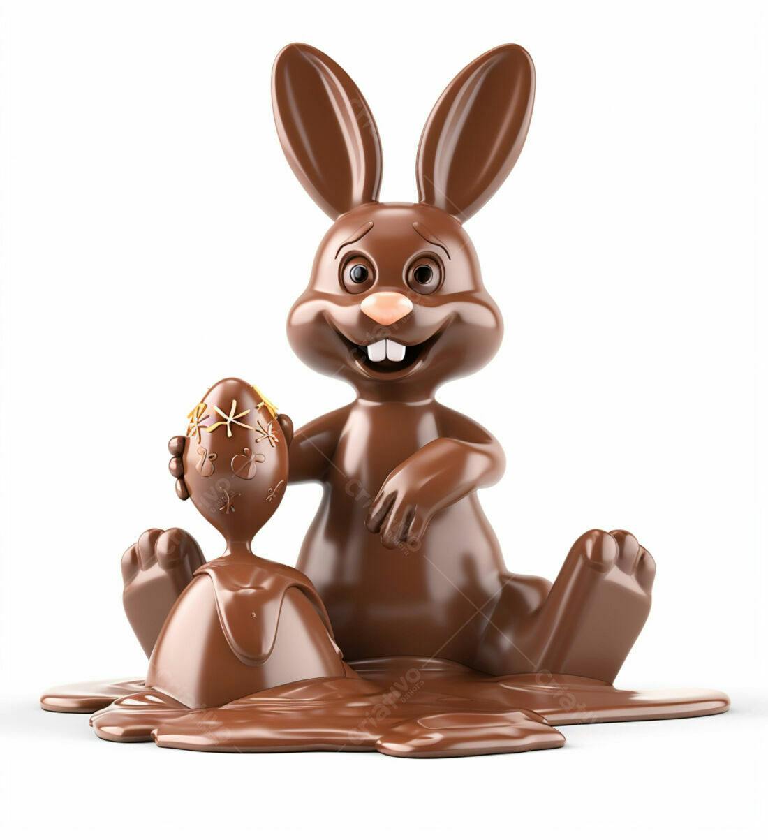Coelho de chocolate com ovo de Páscoa