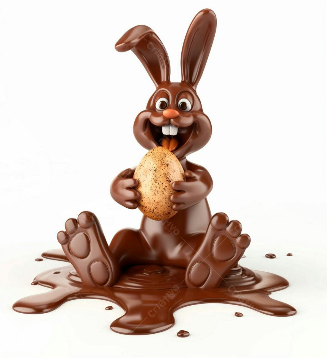Coelho de chocolate com ovo Páscoa