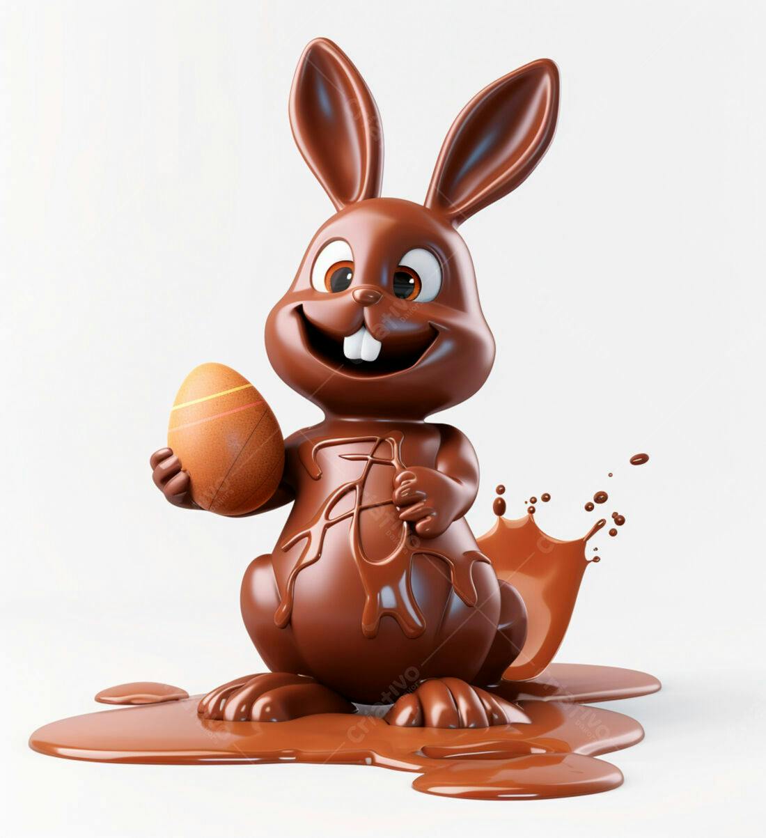 Coelho de chocolate com ovo para Páscoa