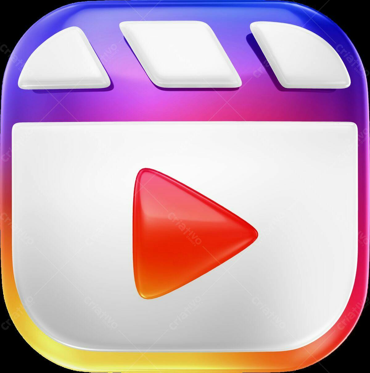 Ícone Botão Play para Redes Sociais PSD Editável