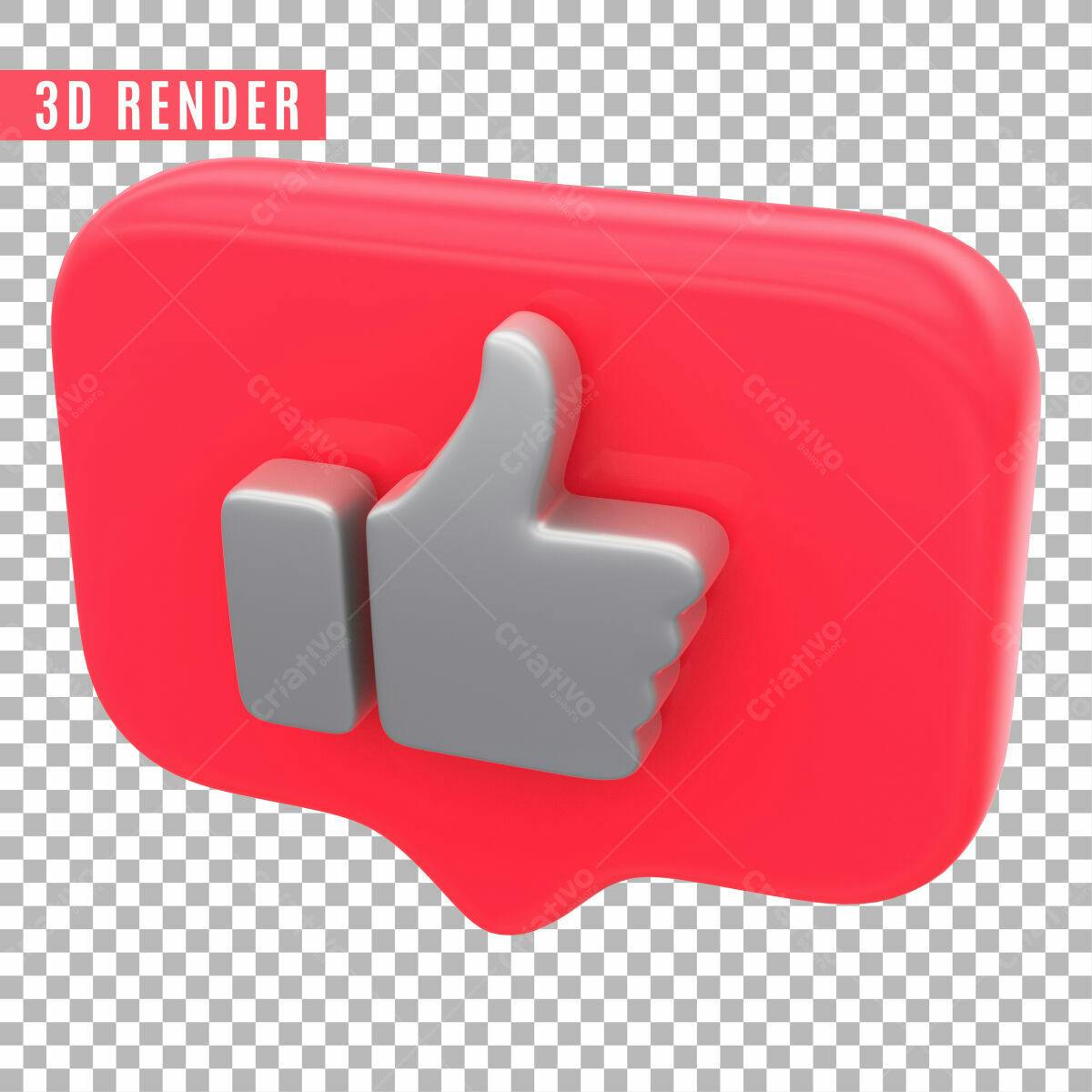 Ícone Curtida em 3D PSD Editável