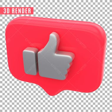 Like elemento 3d para composicao psd sem fundo