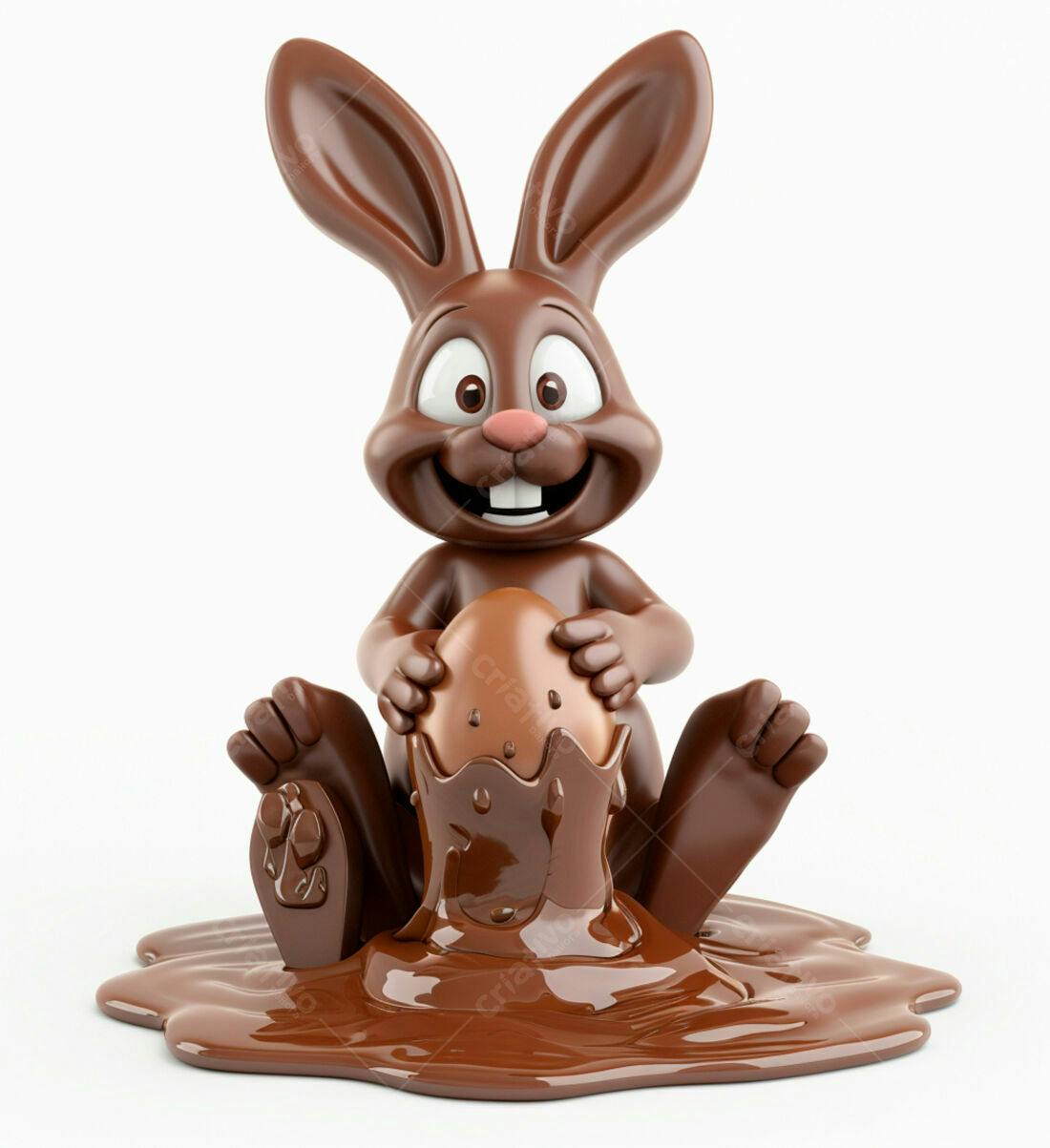 Coelho de Chocolate na Páscoa com Ovo