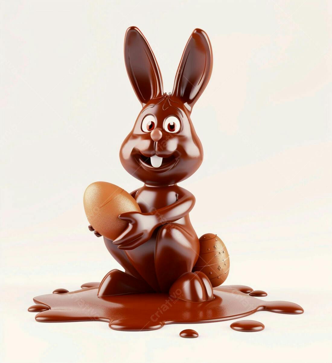 Coelho de chocolate com ovo para Páscoa