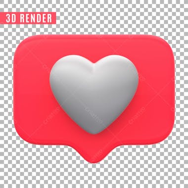 Like instagram elemento 3d para composicao psd sem fundo