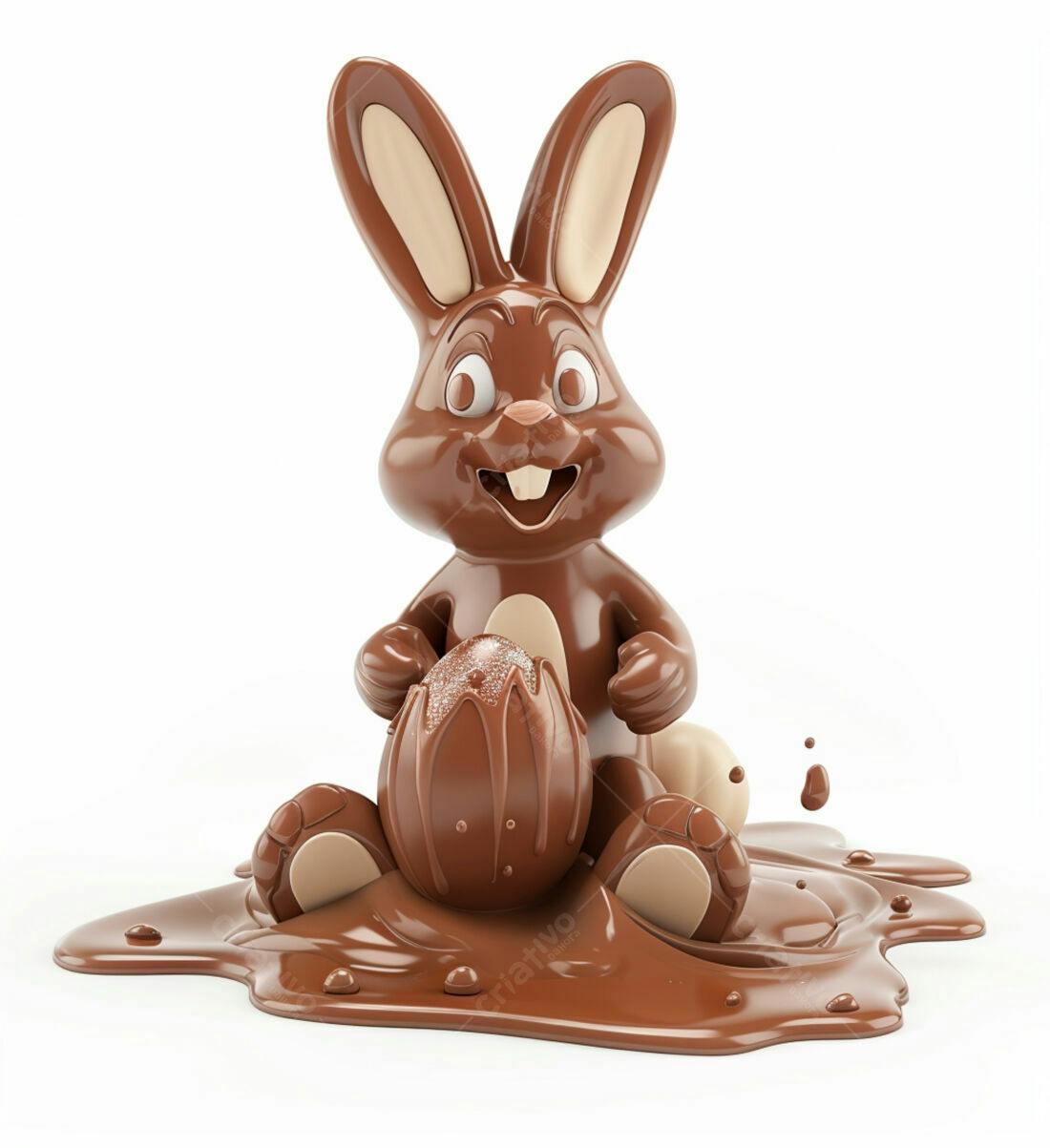Coelho de chocolate com ovo para Páscoa
