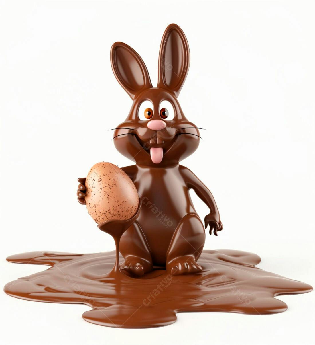 Coelho de chocolate com ovo de Páscoa