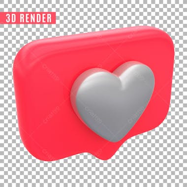 Like instagram elemento 3d para composicao psd sem fundo