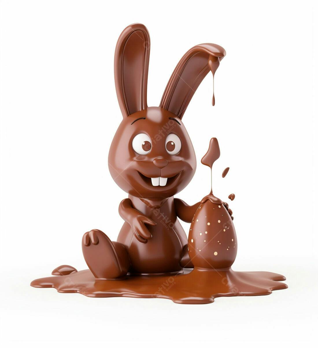 Coelho de chocolate com ovo de Páscoa