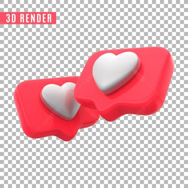 Likes instagram 3d para composicao psd sem fundo