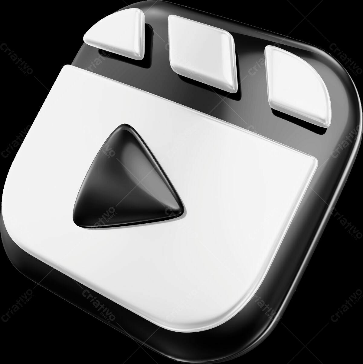 Ícone Botão Play Preto e Branco PSD Editável