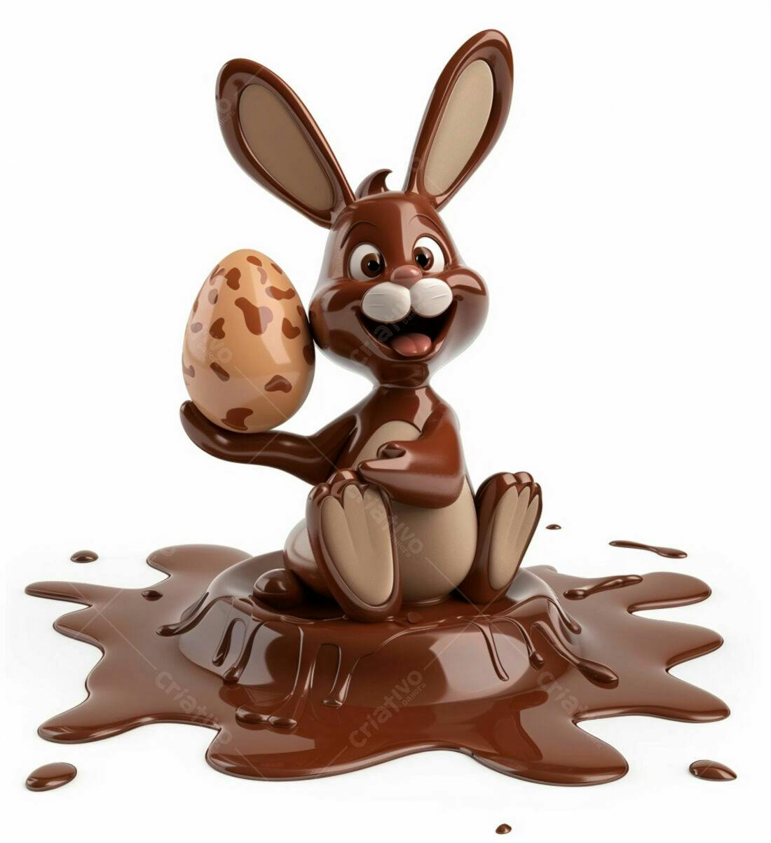 Coelho de chocolate com ovo de Páscoa