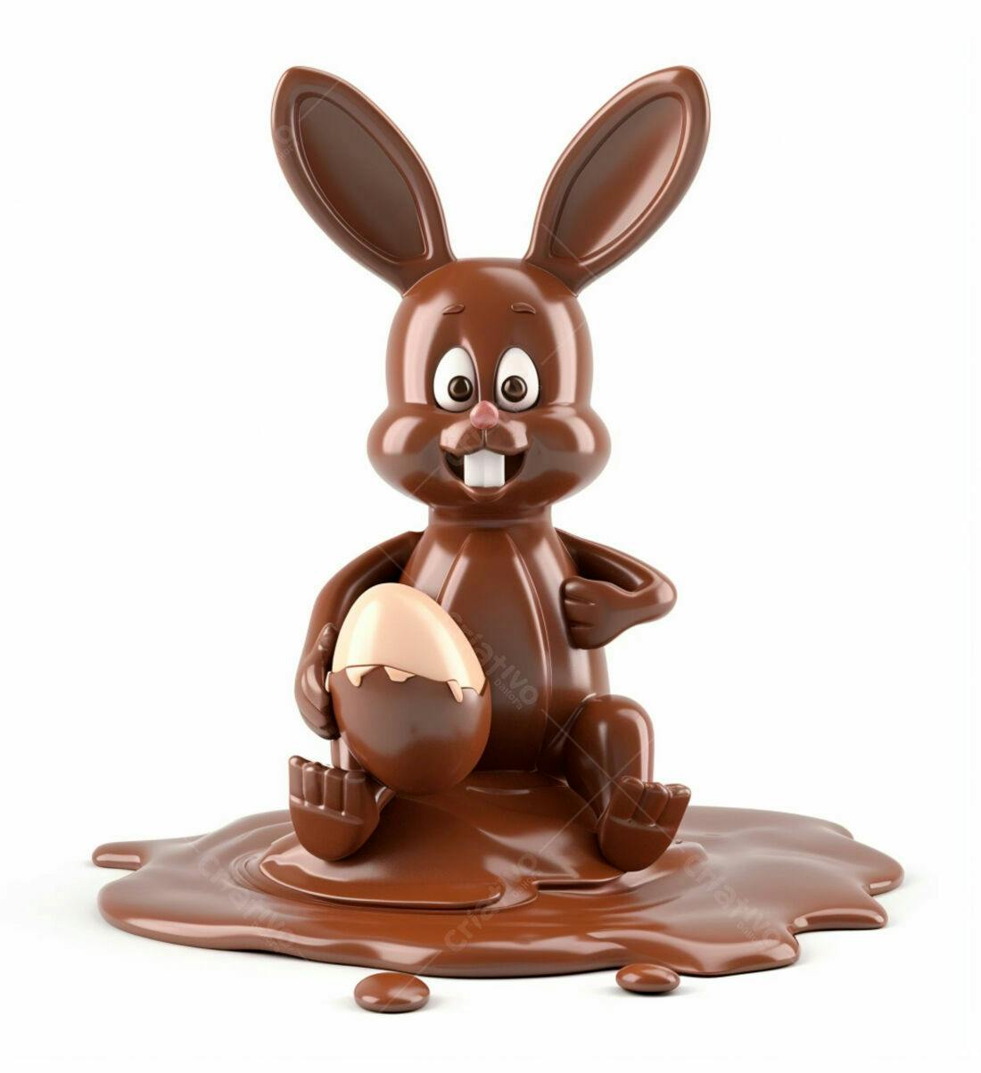 Coelho de chocolate com ovo Páscoa