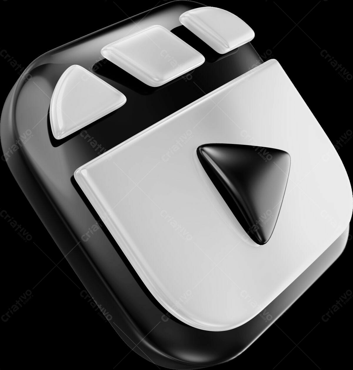 Botão de Play Preto e Branco PSD Editável
