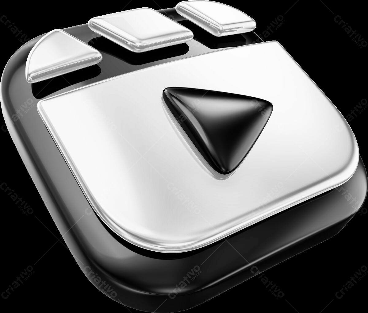 Botão de Play Preto e Prata PSD Editável