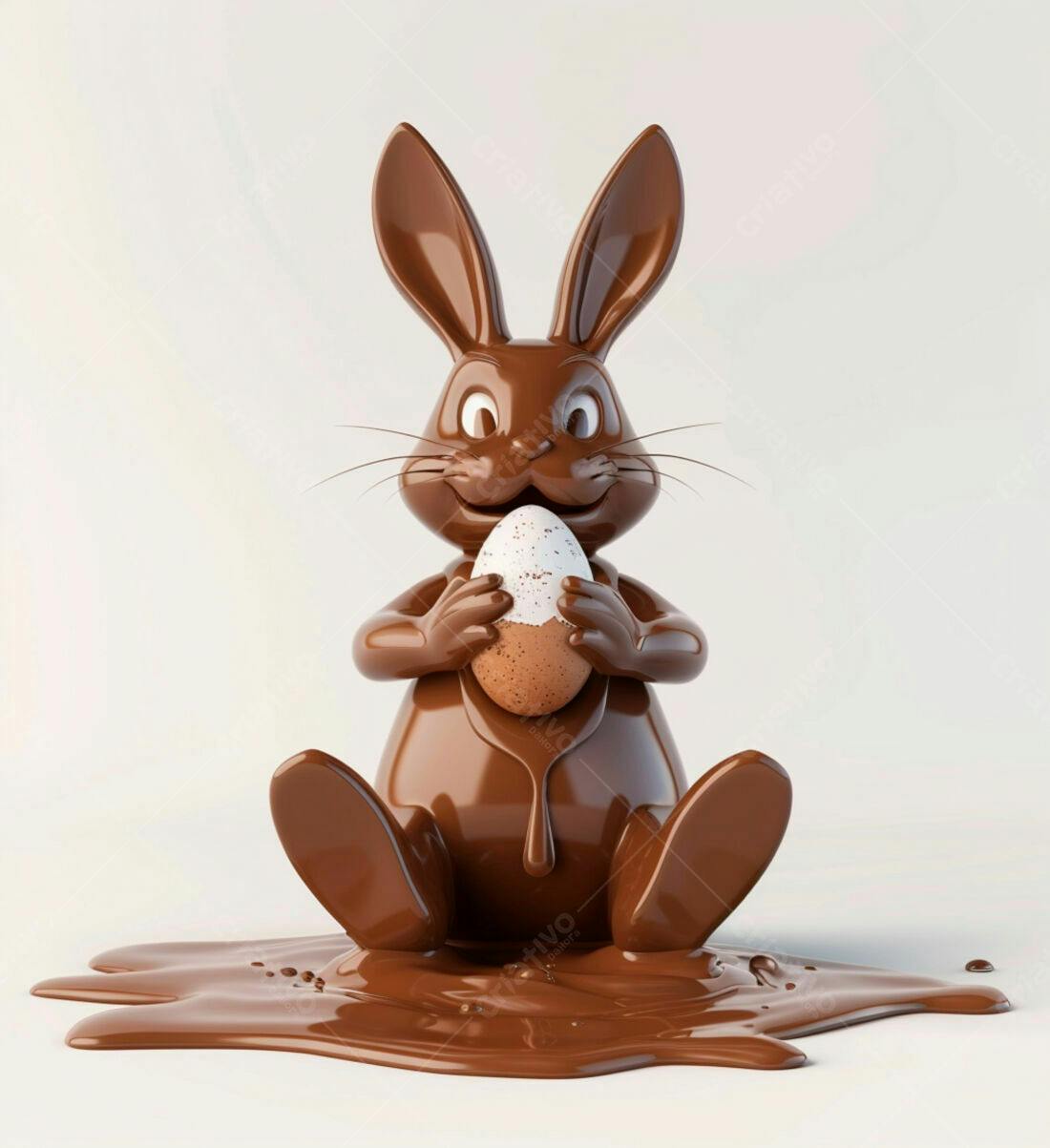 Coelho de chocolate com ovo de Páscoa