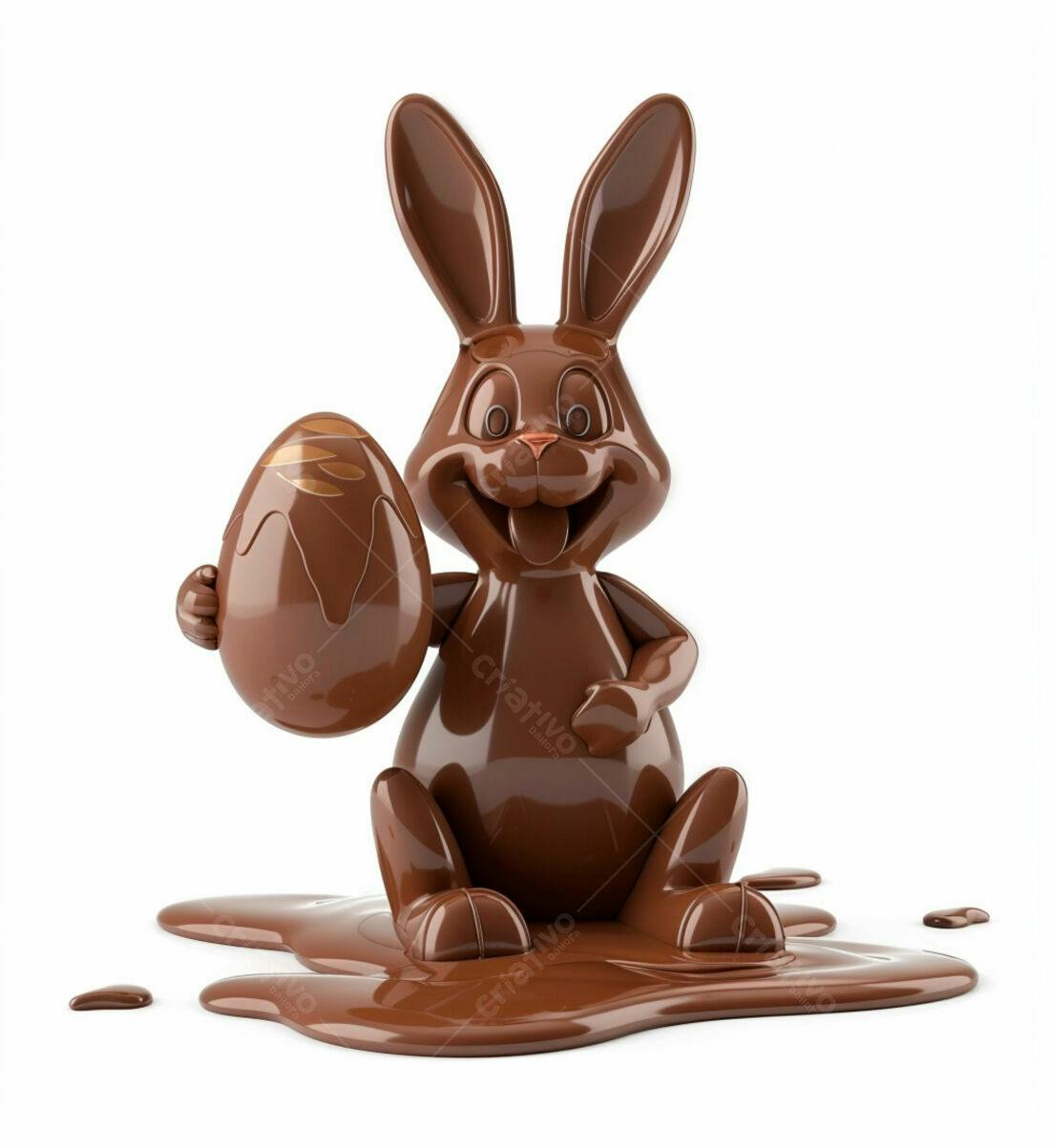 Coelho de chocolate com ovo de Páscoa
