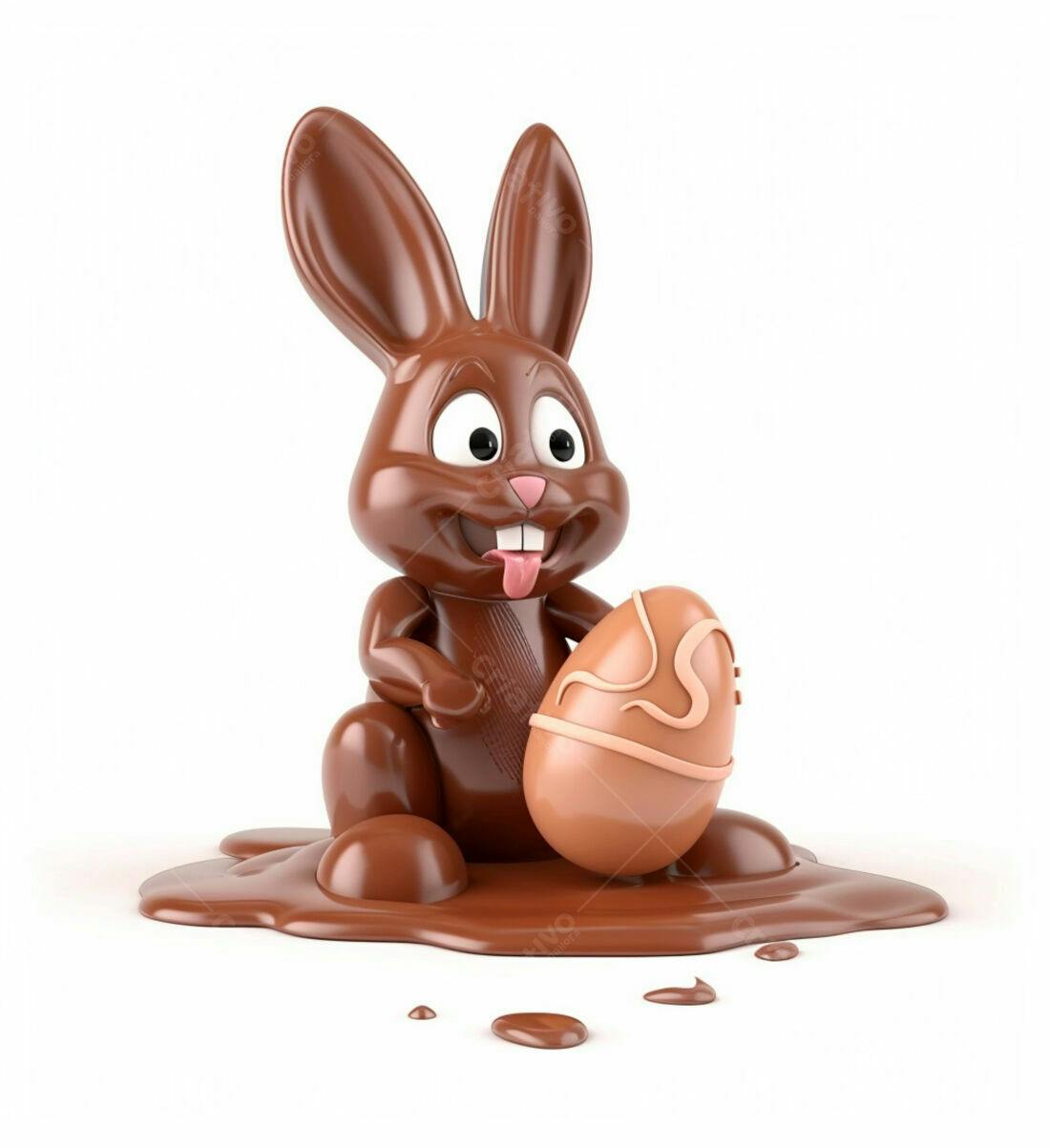 Coelho de chocolate com ovo de Páscoa
