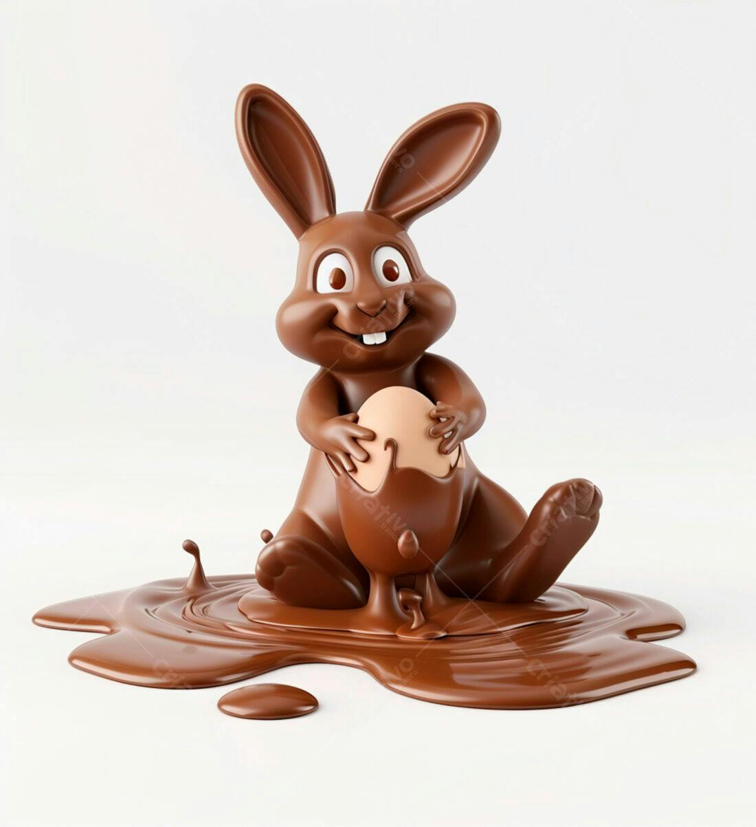 Coelho de chocolate com ovo de Páscoa