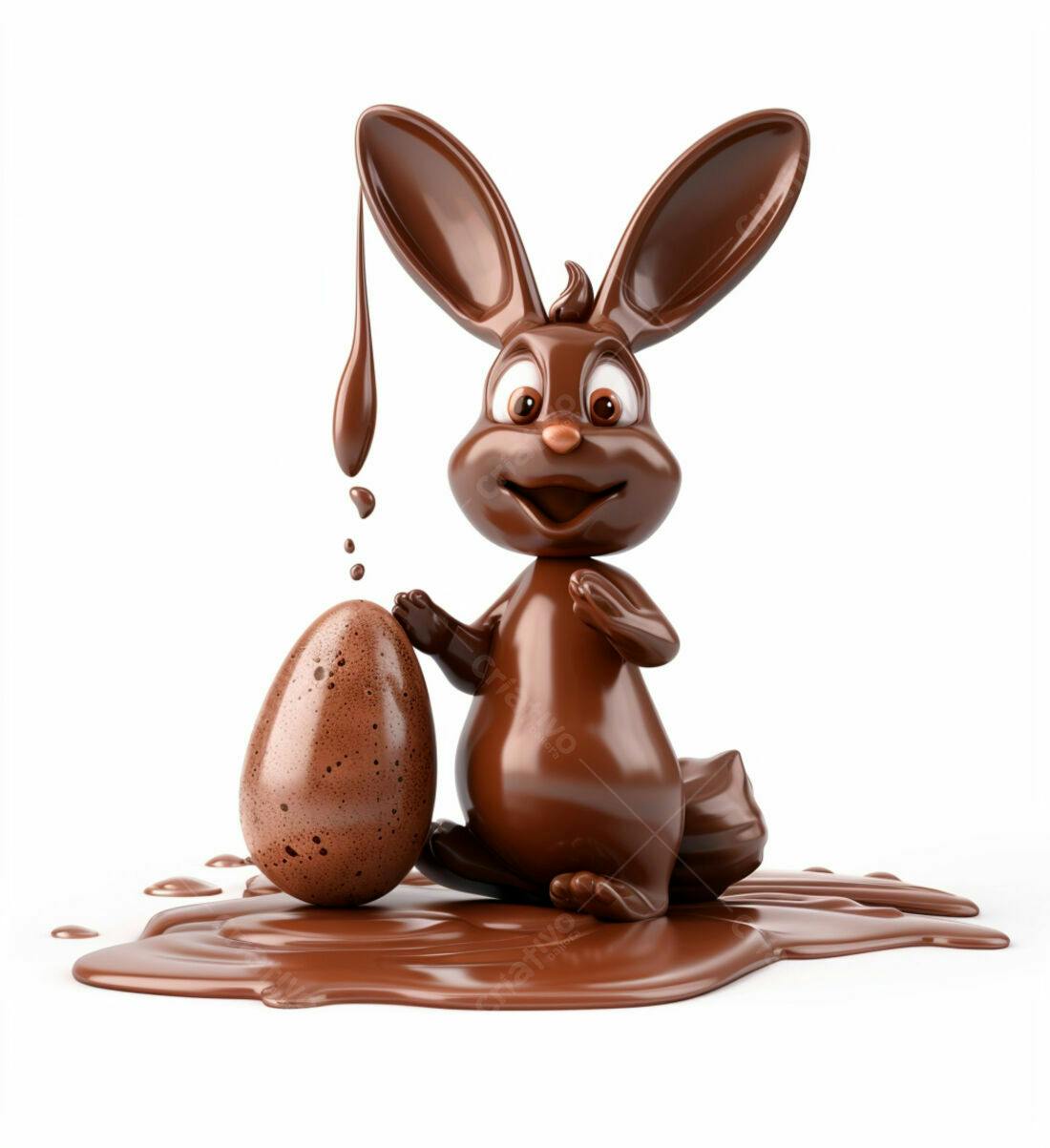 Coelho de chocolate com ovo de Páscoa