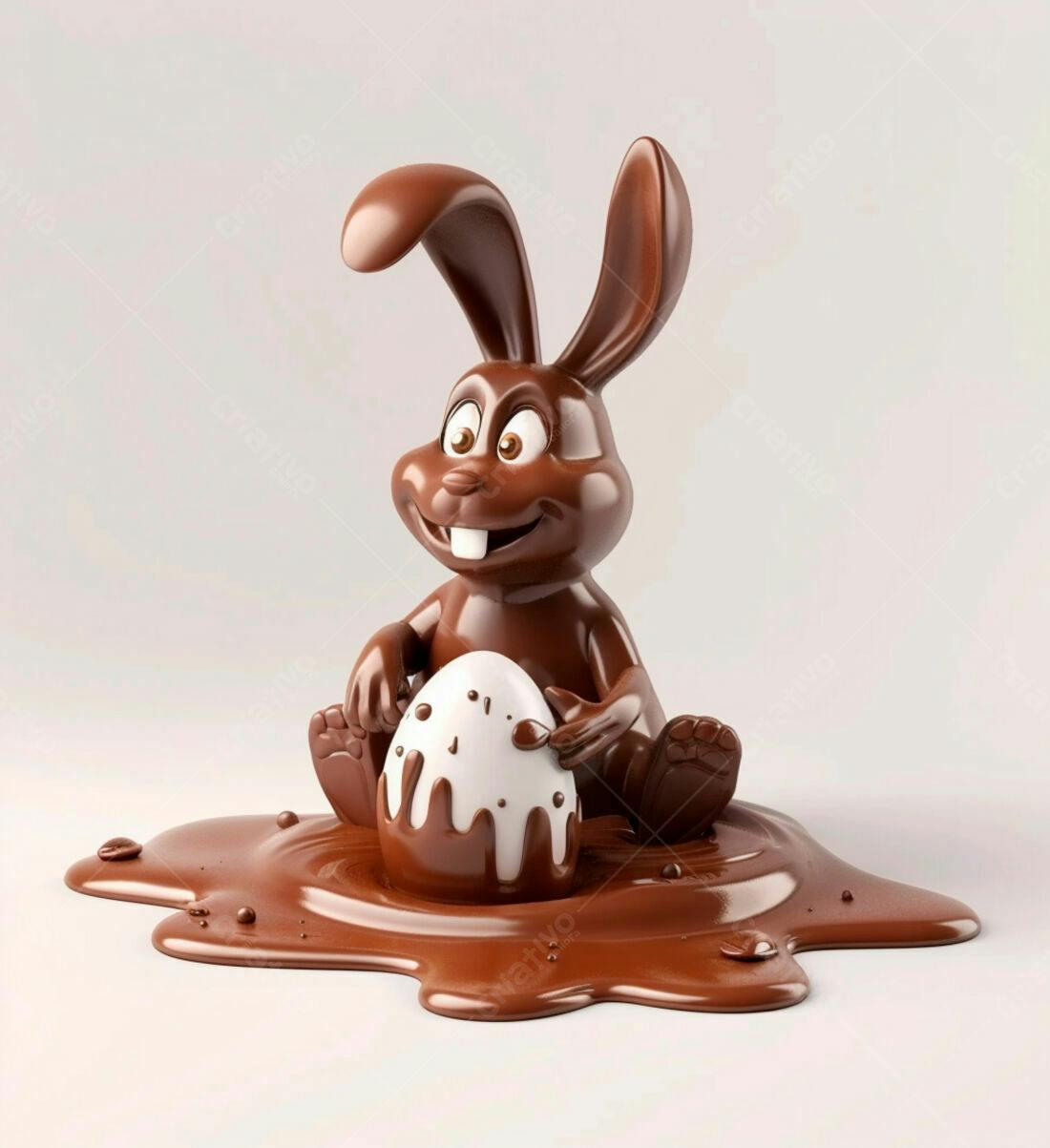 Coelho de chocolate com ovo de Páscoa