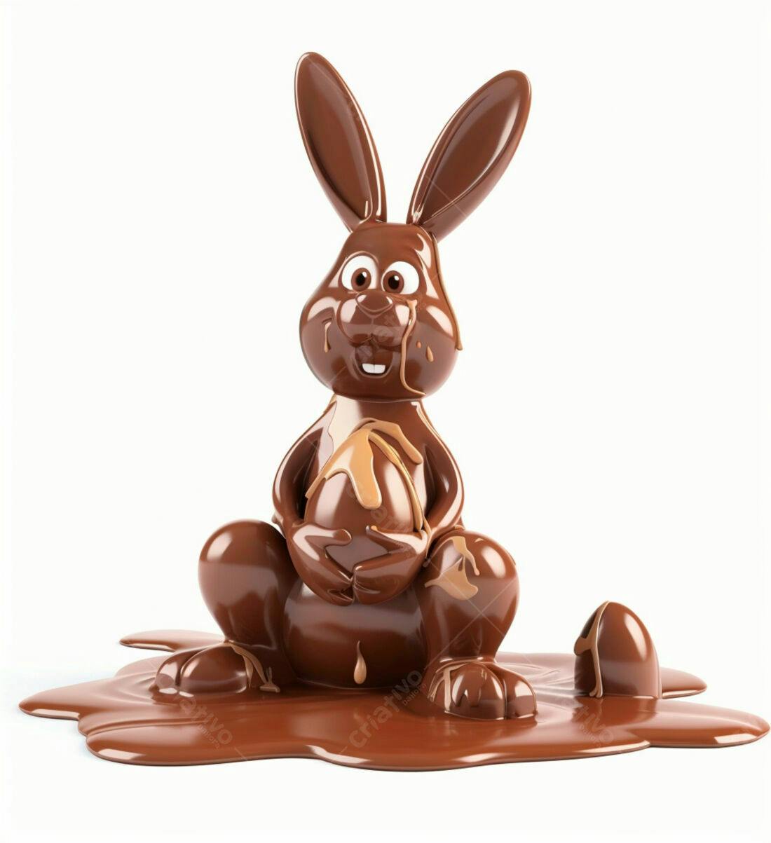 Coelho de Chocolate derretido com Ovo de Páscoa
