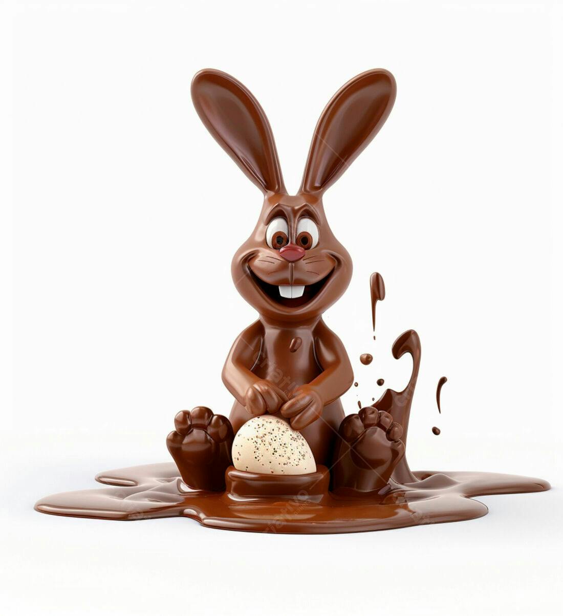 Coelho de chocolate com ovo de Páscoa