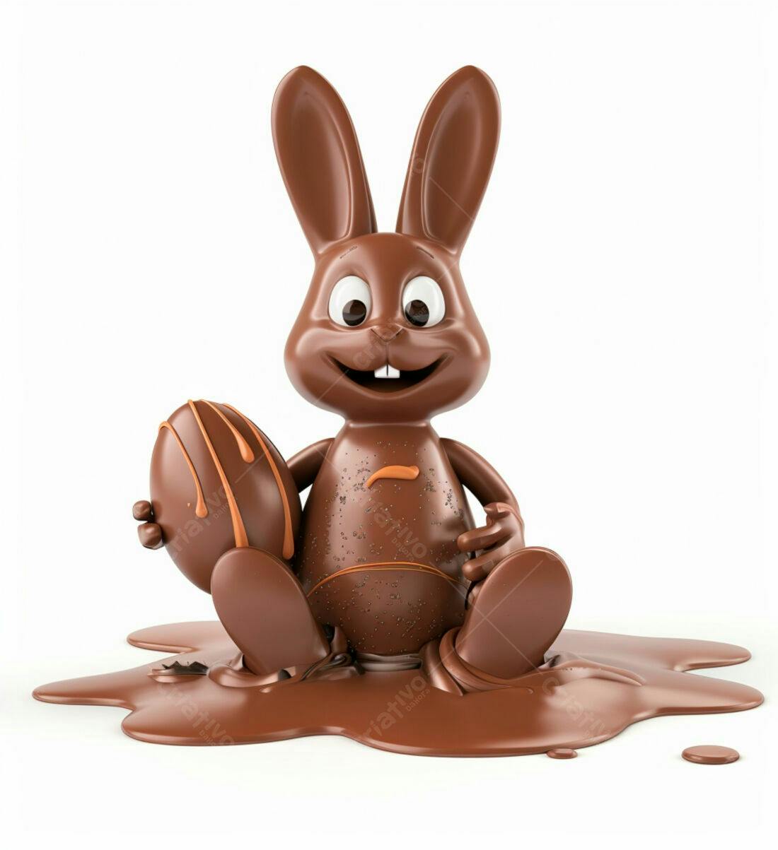 Coelho de chocolate na Páscoa com ovo