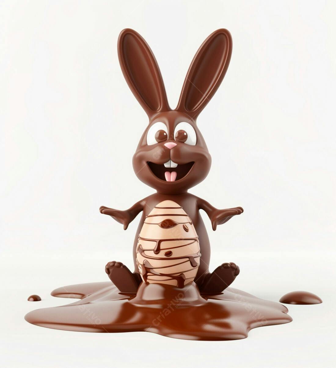 Coelho de chocolate com ovo Páscoa