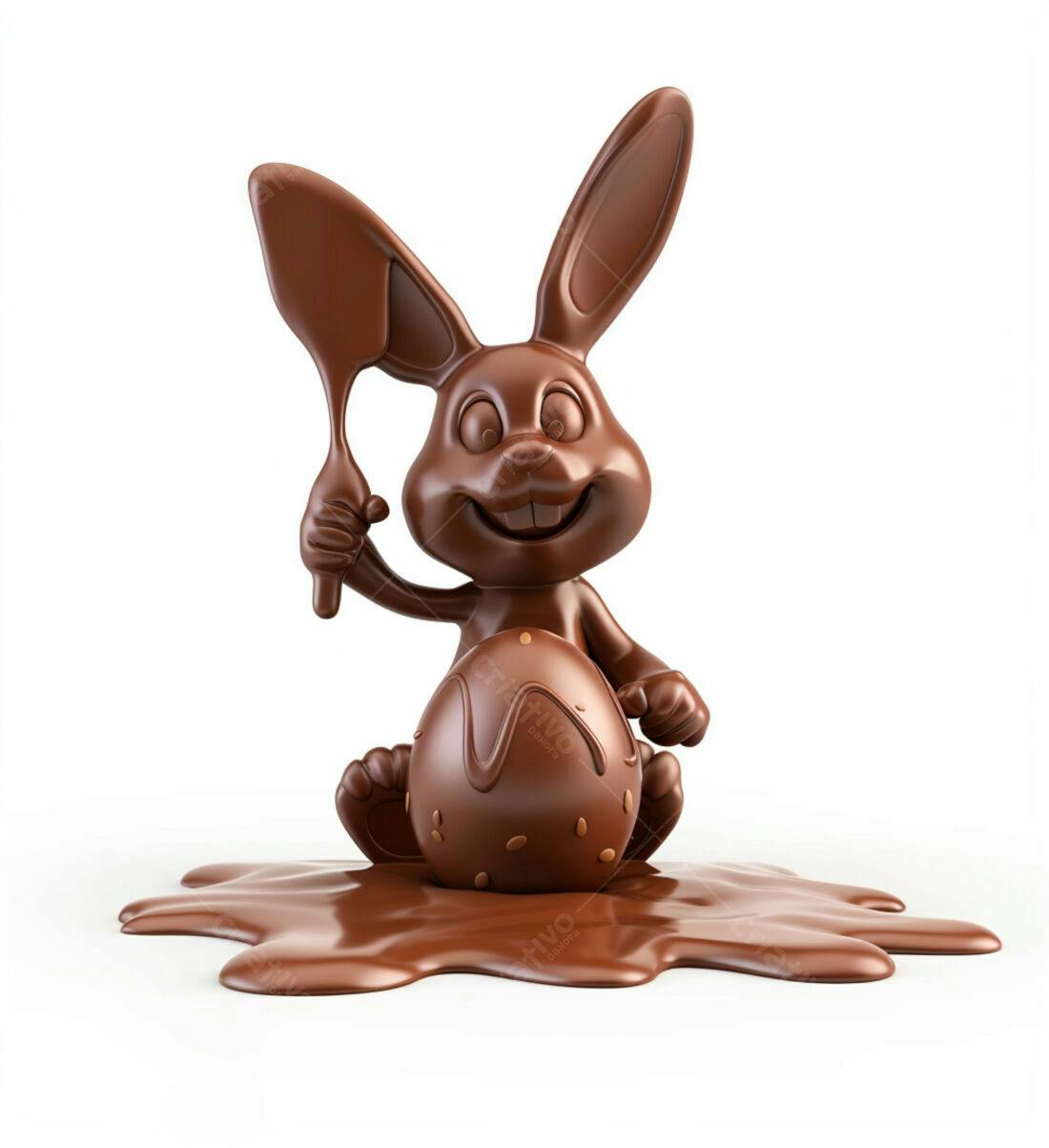 Coelho de chocolate com ovo de Páscoa