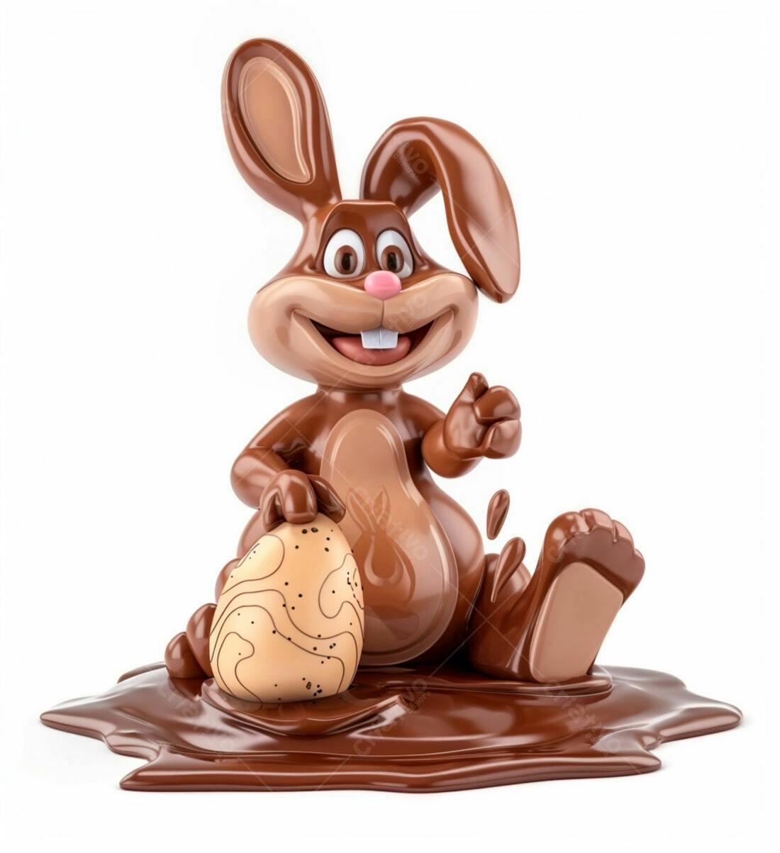 Coelho de chocolate com ovo de Páscoa