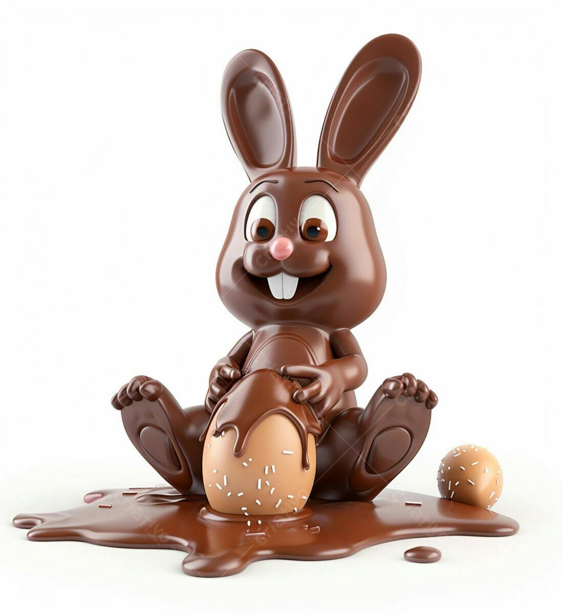 Coelho de chocolate com ovo de páscoa