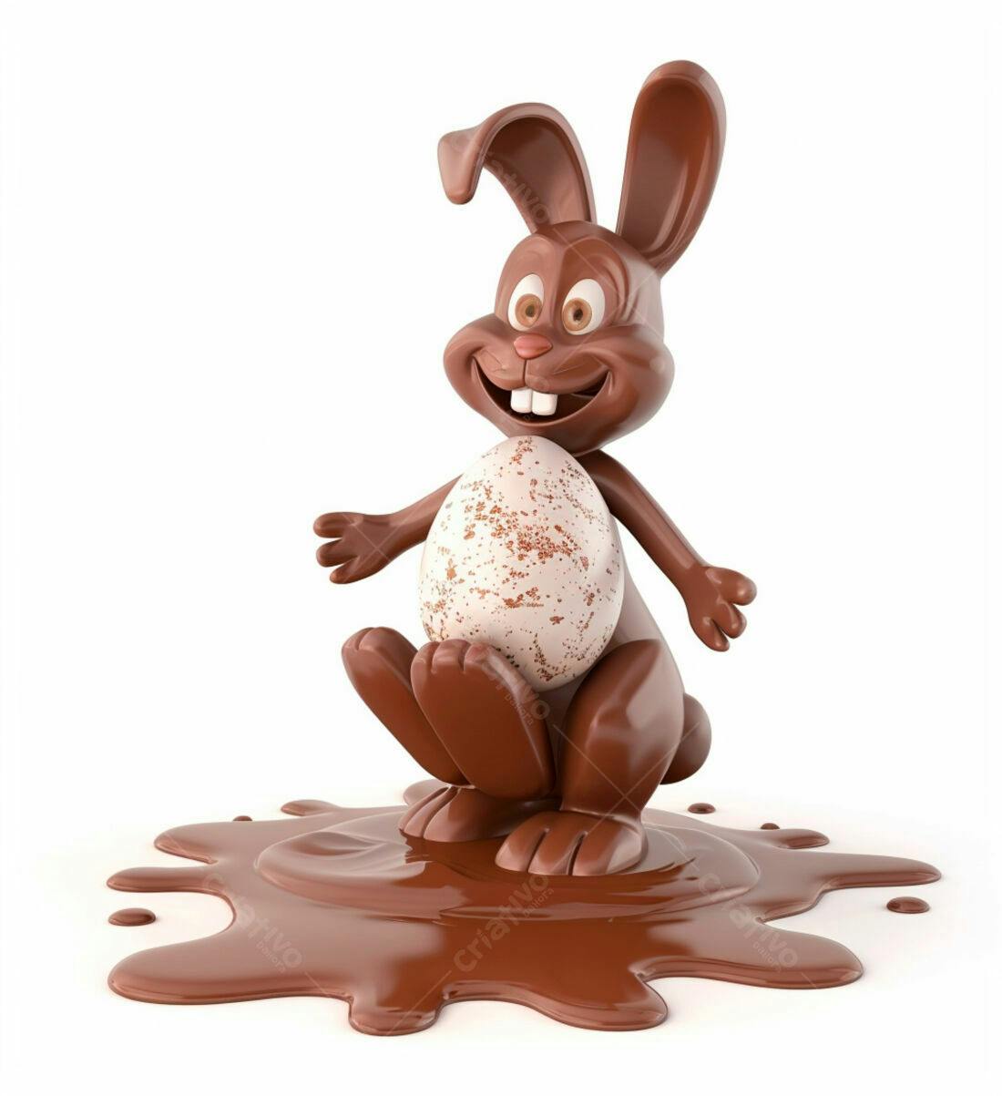Coelho de chocolate com ovo de Páscoa