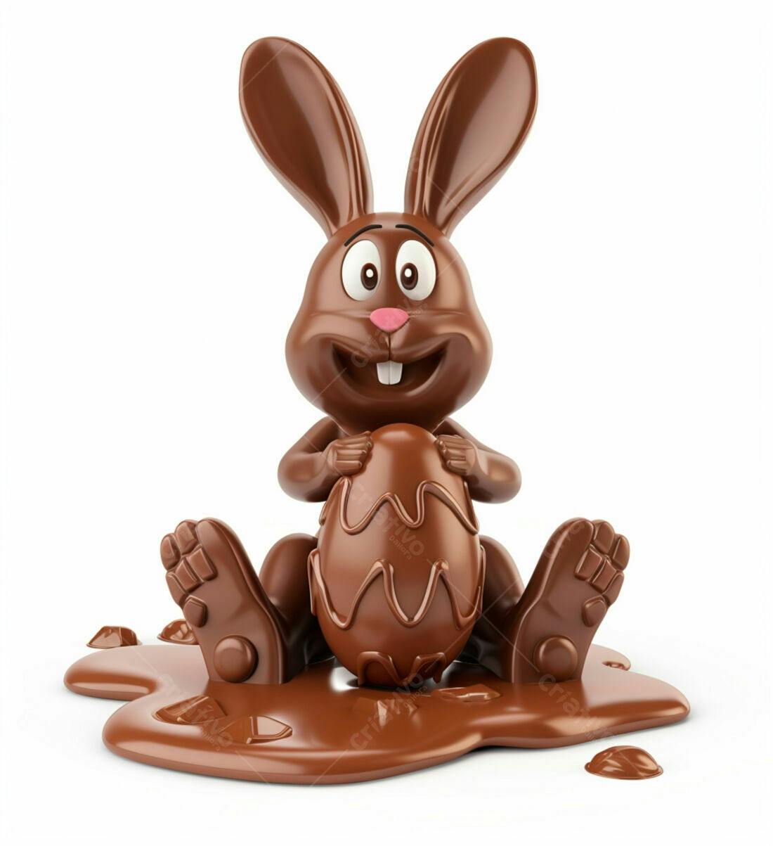 Coelho de chocolate com ovo de Páscoa