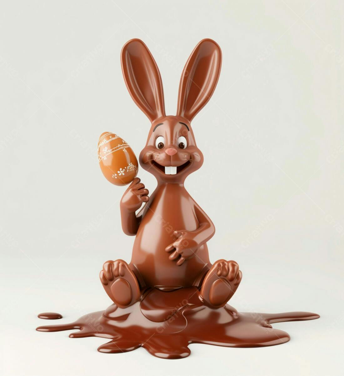 Coelho de chocolate com ovo de Páscoa