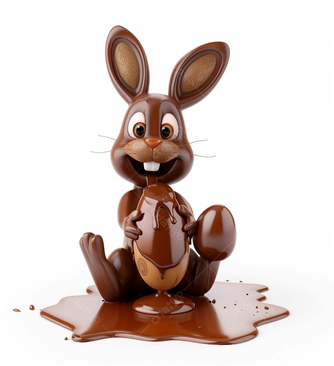 Coelho de chocolate com ovo de Páscoa