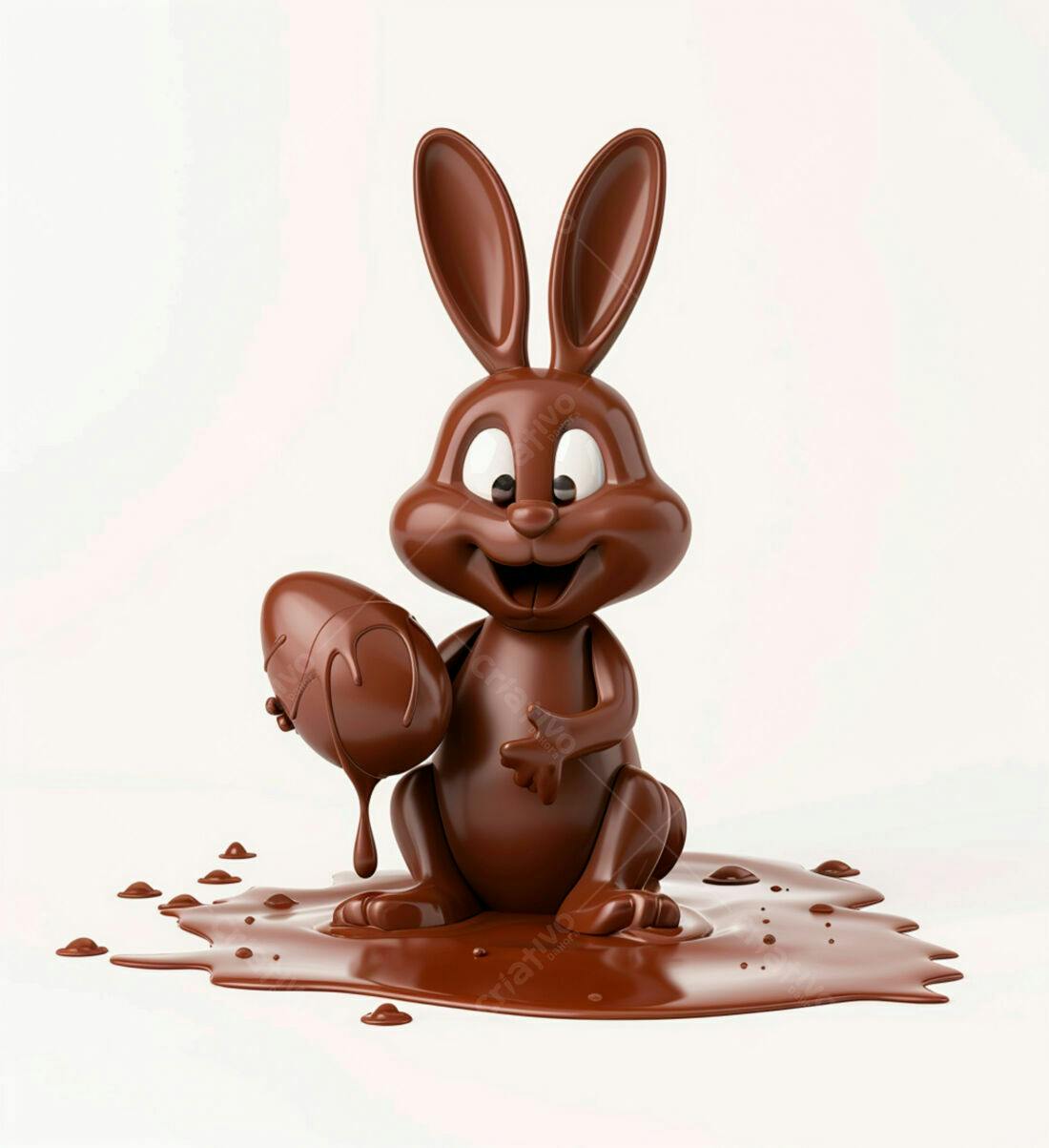 Coelho de chocolate com ovo na Páscoa